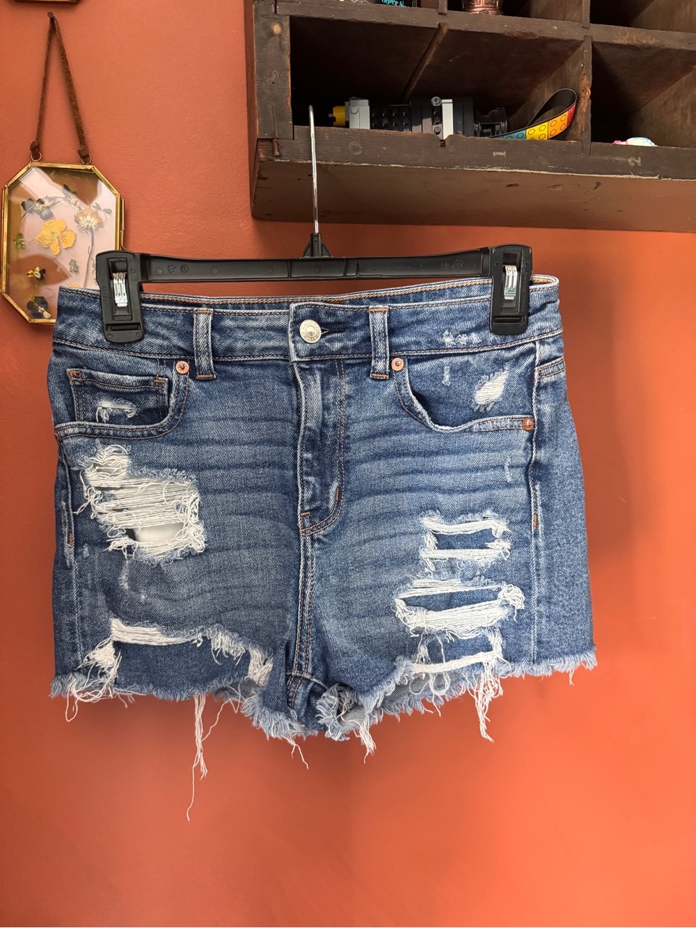 American Eagle Outfitters Distressed Blue Denim Jean Shorts